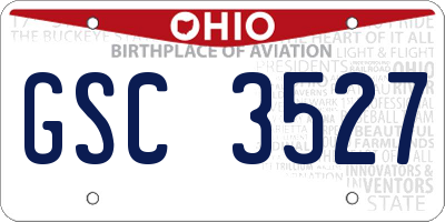 OH license plate GSC3527
