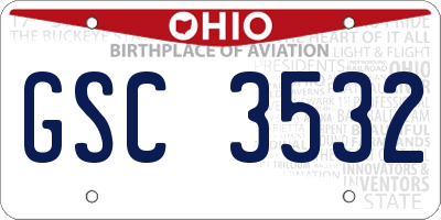 OH license plate GSC3532