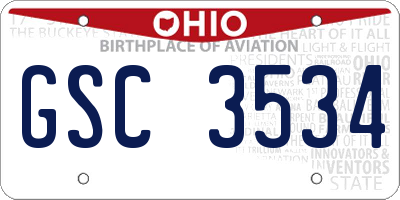 OH license plate GSC3534