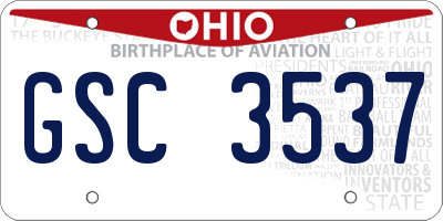 OH license plate GSC3537