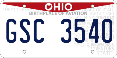 OH license plate GSC3540
