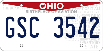 OH license plate GSC3542