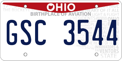 OH license plate GSC3544