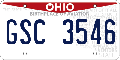 OH license plate GSC3546