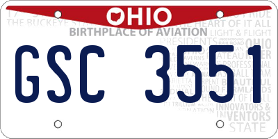 OH license plate GSC3551