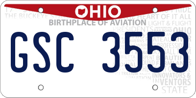 OH license plate GSC3553