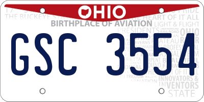 OH license plate GSC3554