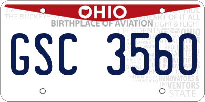 OH license plate GSC3560