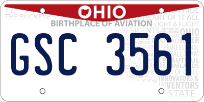 OH license plate GSC3561