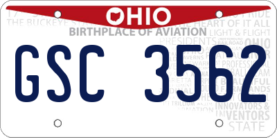 OH license plate GSC3562