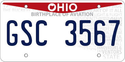 OH license plate GSC3567