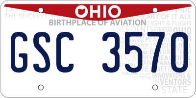 OH license plate GSC3570