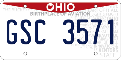 OH license plate GSC3571