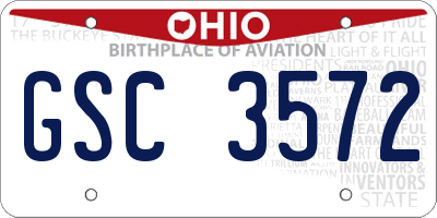 OH license plate GSC3572