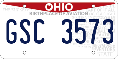 OH license plate GSC3573