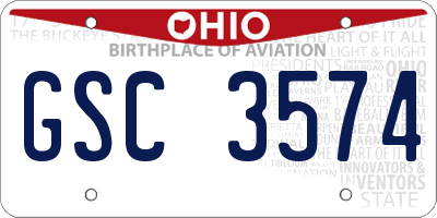 OH license plate GSC3574