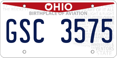 OH license plate GSC3575