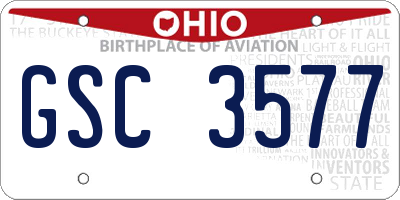 OH license plate GSC3577