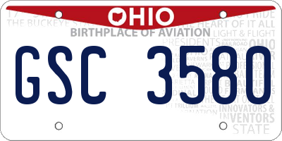 OH license plate GSC3580