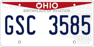 OH license plate GSC3585