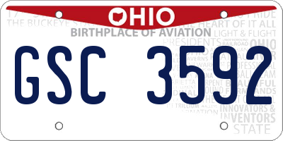 OH license plate GSC3592