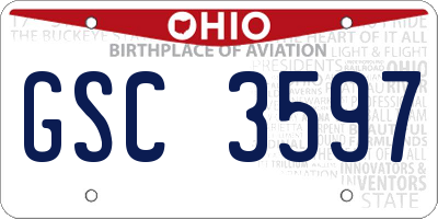 OH license plate GSC3597