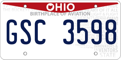 OH license plate GSC3598