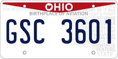 OH license plate GSC3601