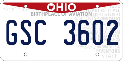 OH license plate GSC3602