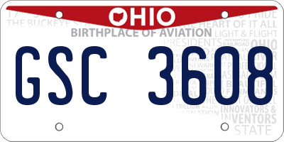 OH license plate GSC3608