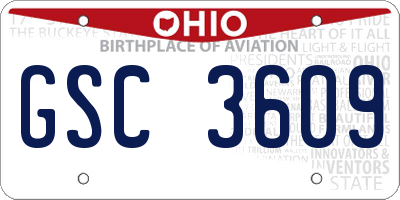 OH license plate GSC3609