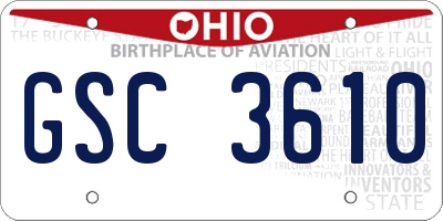 OH license plate GSC3610