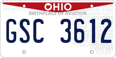 OH license plate GSC3612