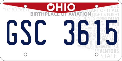 OH license plate GSC3615