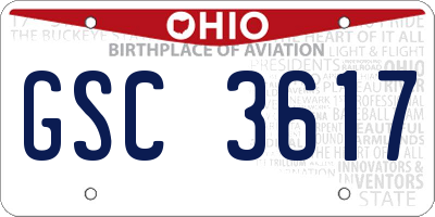 OH license plate GSC3617