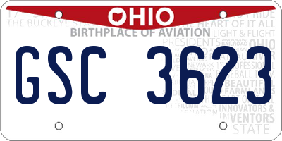 OH license plate GSC3623