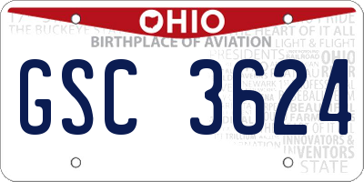 OH license plate GSC3624