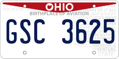 OH license plate GSC3625