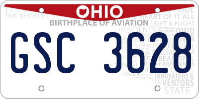 OH license plate GSC3628