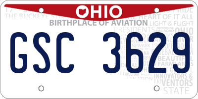 OH license plate GSC3629