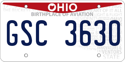 OH license plate GSC3630