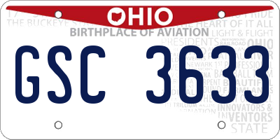 OH license plate GSC3633