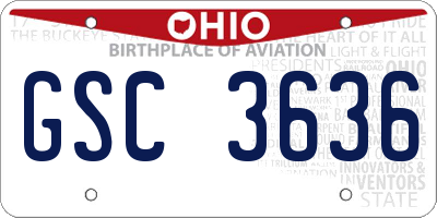 OH license plate GSC3636