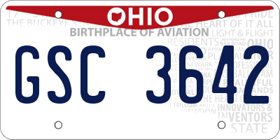 OH license plate GSC3642