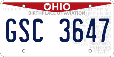 OH license plate GSC3647