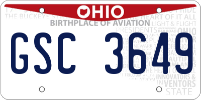 OH license plate GSC3649