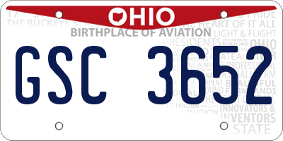 OH license plate GSC3652