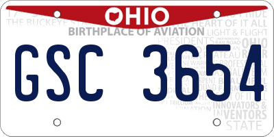 OH license plate GSC3654