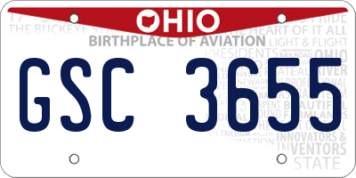 OH license plate GSC3655