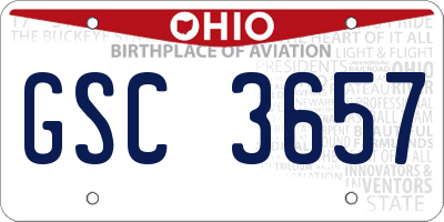 OH license plate GSC3657